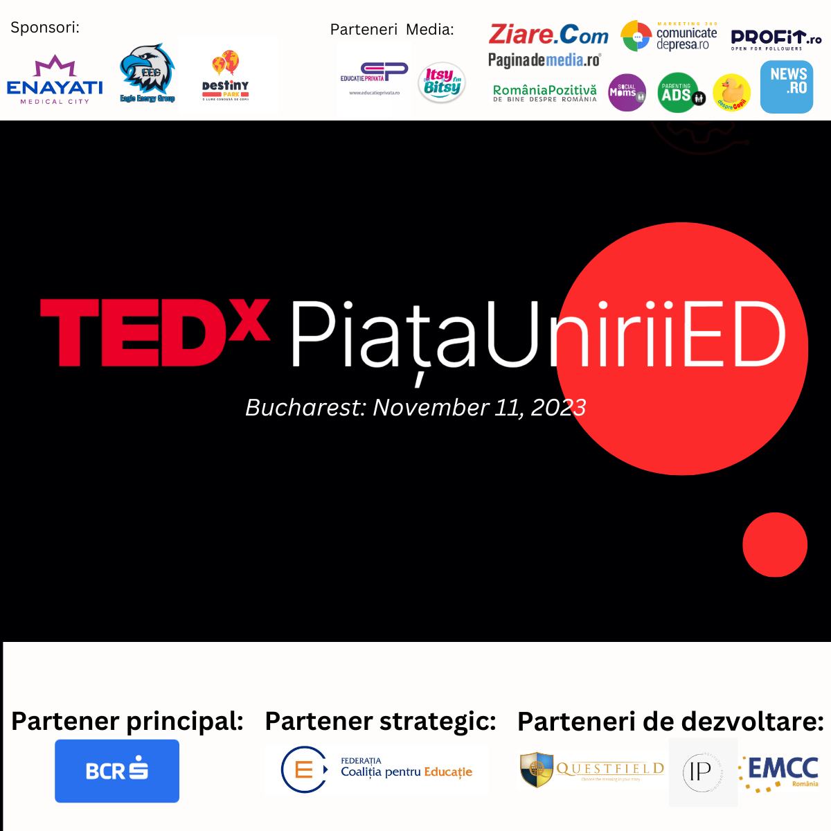TEDx PiataUnirii ED anunta pentru 11 noiembrie o agenda inspirata de unitate si constructie in educatie